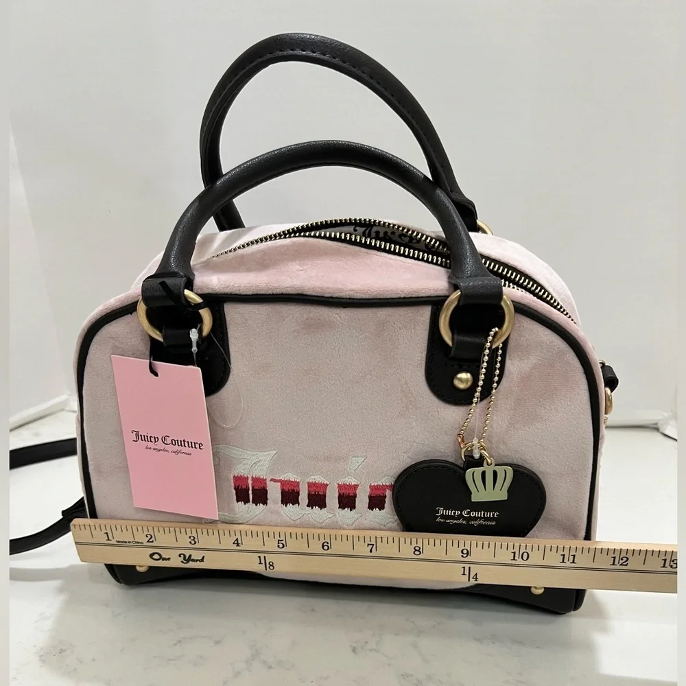 JUICY COUTURE SOFT PINK SATCHEL WITH BLACK ACCENTS